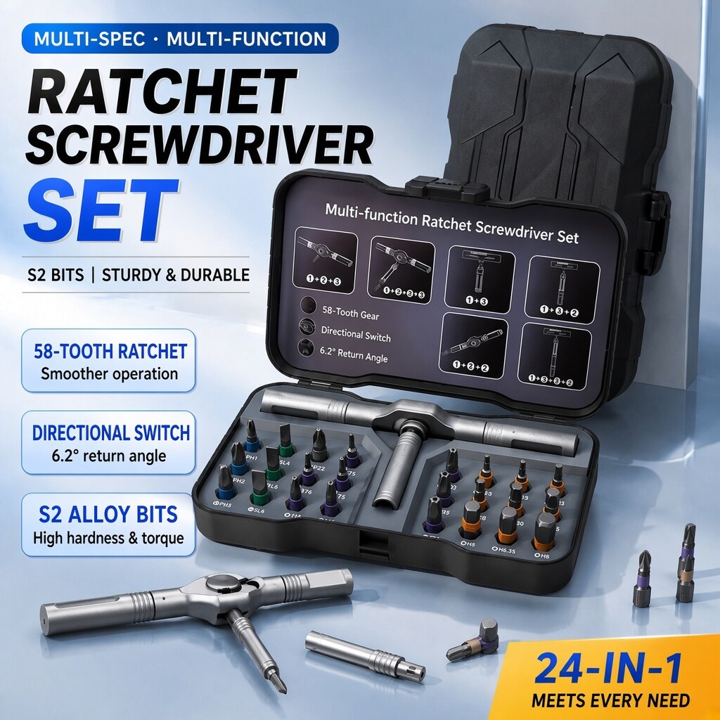 24-in-1 Compact Ratchet Screwdriver Kit